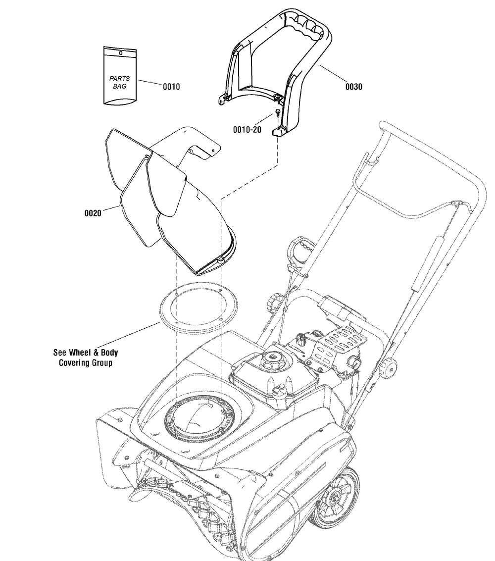 Chute Group - Manual Diagram and Parts List for 1696552-00 2015 Briggs and Stratton Snow Blower